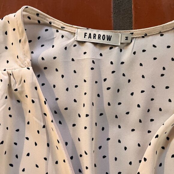 Farrow Cream‎ Polka Dot Midi Cap Sleeve Tie Wrap Dress Size Medium - Picture 5 of 8